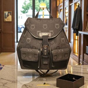 Salvatore Ferragamo Gancini Black Backpack